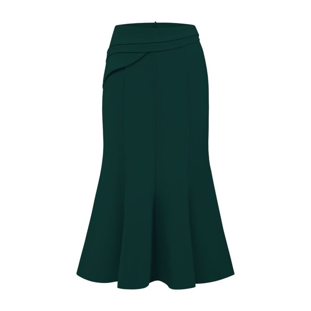 Midi Mermaid Skirt Work High Elastic Waisted Fishtails Skirts Green Blue